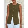 imagePRETTYGARDEN Blazer Vest Tops for Women Sleeveless Button Down Business Casual Outfits Work Suit Vests WaistcoatArmy Green
