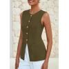 imagePRETTYGARDEN Blazer Vest Tops for Women Sleeveless Button Down Business Casual Outfits Work Suit Vests WaistcoatArmy Green