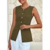 imagePRETTYGARDEN Blazer Vest Tops for Women Sleeveless Button Down Business Casual Outfits Work Suit Vests WaistcoatArmy Green