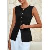 imagePRETTYGARDEN Blazer Vest Tops for Women Sleeveless Button Down Business Casual Outfits Work Suit Vests WaistcoatBlack