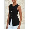imagePRETTYGARDEN Blazer Vest Tops for Women Sleeveless Button Down Business Casual Outfits Work Suit Vests WaistcoatBlack