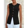 imagePRETTYGARDEN Blazer Vest Tops for Women Sleeveless Button Down Business Casual Outfits Work Suit Vests WaistcoatBlack