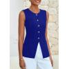 imagePRETTYGARDEN Blazer Vest Tops for Women Sleeveless Button Down Business Casual Outfits Work Suit Vests WaistcoatBlue