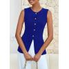 imagePRETTYGARDEN Blazer Vest Tops for Women Sleeveless Button Down Business Casual Outfits Work Suit Vests WaistcoatBlue