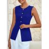 imagePRETTYGARDEN Blazer Vest Tops for Women Sleeveless Button Down Business Casual Outfits Work Suit Vests WaistcoatBlue