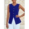 imagePRETTYGARDEN Blazer Vest Tops for Women Sleeveless Button Down Business Casual Outfits Work Suit Vests WaistcoatBlue
