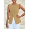 imagePRETTYGARDEN Blazer Vest Tops for Women Sleeveless Button Down Business Casual Outfits Work Suit Vests WaistcoatKhaki