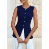 imagePRETTYGARDEN Blazer Vest Tops for Women Sleeveless Button Down Business Casual Outfits Work Suit Vests WaistcoatNavy