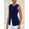 imagePRETTYGARDEN Blazer Vest Tops for Women Sleeveless Button Down Business Casual Outfits Work Suit Vests WaistcoatNavy