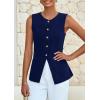 imagePRETTYGARDEN Blazer Vest Tops for Women Sleeveless Button Down Business Casual Outfits Work Suit Vests WaistcoatNavy
