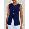 imagePRETTYGARDEN Blazer Vest Tops for Women Sleeveless Button Down Business Casual Outfits Work Suit Vests WaistcoatNavy