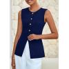 imagePRETTYGARDEN Blazer Vest Tops for Women Sleeveless Button Down Business Casual Outfits Work Suit Vests WaistcoatNavy