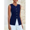 imagePRETTYGARDEN Blazer Vest Tops for Women Sleeveless Button Down Business Casual Outfits Work Suit Vests WaistcoatNavy