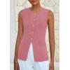 imagePRETTYGARDEN Blazer Vest Tops for Women Sleeveless Button Down Business Casual Outfits Work Suit Vests WaistcoatPink