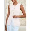 imagePRETTYGARDEN Blazer Vest Tops for Women Sleeveless Button Down Business Casual Outfits Work Suit Vests WaistcoatWhite