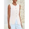 imagePRETTYGARDEN Blazer Vest Tops for Women Sleeveless Button Down Business Casual Outfits Work Suit Vests WaistcoatWhite
