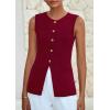 imagePRETTYGARDEN Blazer Vest Tops for Women Sleeveless Button Down Business Casual Outfits Work Suit Vests WaistcoatWine Red