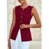 imagePRETTYGARDEN Blazer Vest Tops for Women Sleeveless Button Down Business Casual Outfits Work Suit Vests WaistcoatWine Red