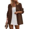 imagePRETTYGARDEN Blazers for Women Business Casual Outfits 2025 Fall Open Front Long Sleeve Suit Jackets Office Work ClothesBrown