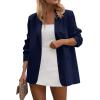 imagePRETTYGARDEN Blazers for Women Business Casual Outfits 2025 Fall Open Front Long Sleeve Suit Jackets Office Work ClothesNavy Blue