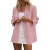 imagePRETTYGARDEN Blazers for Women Business Casual Outfits 2025 Fall Open Front Long Sleeve Suit Jackets Office Work ClothesPink