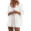 imagePRETTYGARDEN Blazers for Women Business Casual Outfits 2025 Fall Open Front Long Sleeve Suit Jackets Office Work ClothesWhite