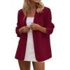 imagePRETTYGARDEN Blazers for Women Business Casual Outfits 2025 Fall Open Front Long Sleeve Suit Jackets Office Work ClothesWine Red
