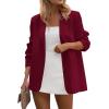 imagePRETTYGARDEN Blazers for Women Business Casual Outfits 2025 Fall Open Front Long Sleeve Suit Jackets Office Work ClothesWine Red