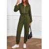 imagePRETTYGARDEN Long Sleeve Jumpsuits for Women Casual 2025 Fall Fashion Zip Up Pant Rompers One Piece Sweatsuits Travel OutfitsArmy Green