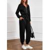 imagePRETTYGARDEN Long Sleeve Jumpsuits for Women Casual 2025 Fall Fashion Zip Up Pant Rompers One Piece Sweatsuits Travel OutfitsBlack
