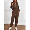 imagePRETTYGARDEN Long Sleeve Jumpsuits for Women Casual 2025 Fall Fashion Zip Up Pant Rompers One Piece Sweatsuits Travel OutfitsBrown