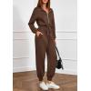 imagePRETTYGARDEN Long Sleeve Jumpsuits for Women Casual 2025 Fall Fashion Zip Up Pant Rompers One Piece Sweatsuits Travel OutfitsBrown