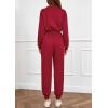imagePRETTYGARDEN Long Sleeve Jumpsuits for Women Casual 2025 Fall Fashion Zip Up Pant Rompers One Piece Sweatsuits Travel OutfitsBurgundy