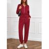 imagePRETTYGARDEN Long Sleeve Jumpsuits for Women Casual 2025 Fall Fashion Zip Up Pant Rompers One Piece Sweatsuits Travel OutfitsBurgundy