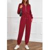 imagePRETTYGARDEN Long Sleeve Jumpsuits for Women Casual 2025 Fall Fashion Zip Up Pant Rompers One Piece Sweatsuits Travel OutfitsBurgundy