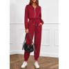 imagePRETTYGARDEN Long Sleeve Jumpsuits for Women Casual 2025 Fall Fashion Zip Up Pant Rompers One Piece Sweatsuits Travel OutfitsBurgundy