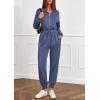 imagePRETTYGARDEN Long Sleeve Jumpsuits for Women Casual 2025 Fall Fashion Zip Up Pant Rompers One Piece Sweatsuits Travel OutfitsDusty Blue