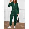 imagePRETTYGARDEN Long Sleeve Jumpsuits for Women Casual 2025 Fall Fashion Zip Up Pant Rompers One Piece Sweatsuits Travel OutfitsGreen