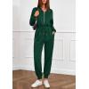 imagePRETTYGARDEN Long Sleeve Jumpsuits for Women Casual 2025 Fall Fashion Zip Up Pant Rompers One Piece Sweatsuits Travel OutfitsGreen