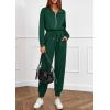 imagePRETTYGARDEN Long Sleeve Jumpsuits for Women Casual 2025 Fall Fashion Zip Up Pant Rompers One Piece Sweatsuits Travel OutfitsGreen