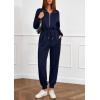 imagePRETTYGARDEN Long Sleeve Jumpsuits for Women Casual 2025 Fall Fashion Zip Up Pant Rompers One Piece Sweatsuits Travel OutfitsNavy Blue