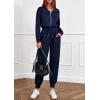 imagePRETTYGARDEN Long Sleeve Jumpsuits for Women Casual 2025 Fall Fashion Zip Up Pant Rompers One Piece Sweatsuits Travel OutfitsNavy Blue
