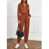 imagePRETTYGARDEN Long Sleeve Jumpsuits for Women Casual 2025 Fall Fashion Zip Up Pant Rompers One Piece Sweatsuits Travel OutfitsRed Brown