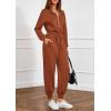 imagePRETTYGARDEN Long Sleeve Jumpsuits for Women Casual 2025 Fall Fashion Zip Up Pant Rompers One Piece Sweatsuits Travel OutfitsRed Brown