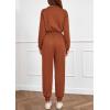 imagePRETTYGARDEN Long Sleeve Jumpsuits for Women Casual 2025 Fall Fashion Zip Up Pant Rompers One Piece Sweatsuits Travel OutfitsRed Brown