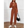 imagePRETTYGARDEN Long Sleeve Jumpsuits for Women Casual 2025 Fall Fashion Zip Up Pant Rompers One Piece Sweatsuits Travel OutfitsRed Brown