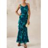 imagePRETTYGARDEN Maxi Dresses for Women 2025 Summer Tiered Floral Beach Sundress Spaghetti Strap Wedding Guest Long DressFloral Lake Blue