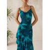 imagePRETTYGARDEN Maxi Dresses for Women 2025 Summer Tiered Floral Beach Sundress Spaghetti Strap Wedding Guest Long DressFloral Lake Blue
