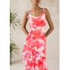 imagePRETTYGARDEN Maxi Dresses for Women 2025 Summer Tiered Floral Beach Sundress Spaghetti Strap Wedding Guest Long DressFloral Pink Red