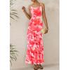 imagePRETTYGARDEN Maxi Dresses for Women 2025 Summer Tiered Floral Beach Sundress Spaghetti Strap Wedding Guest Long DressFloral Pink Red